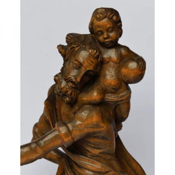 Skulptur Figur Holz Linde handgeschnitzt Heiliger Christophorus 1950/ 60 H 52 cm #2 image