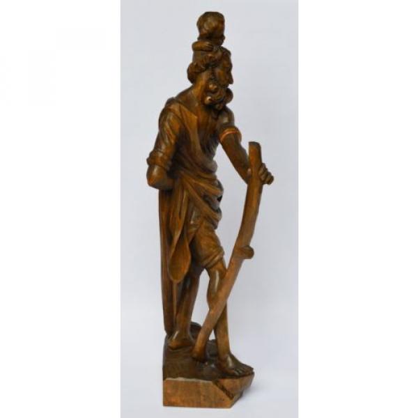 Skulptur Figur Holz Linde handgeschnitzt Heiliger Christophorus 1950/ 60 H 52 cm #3 image