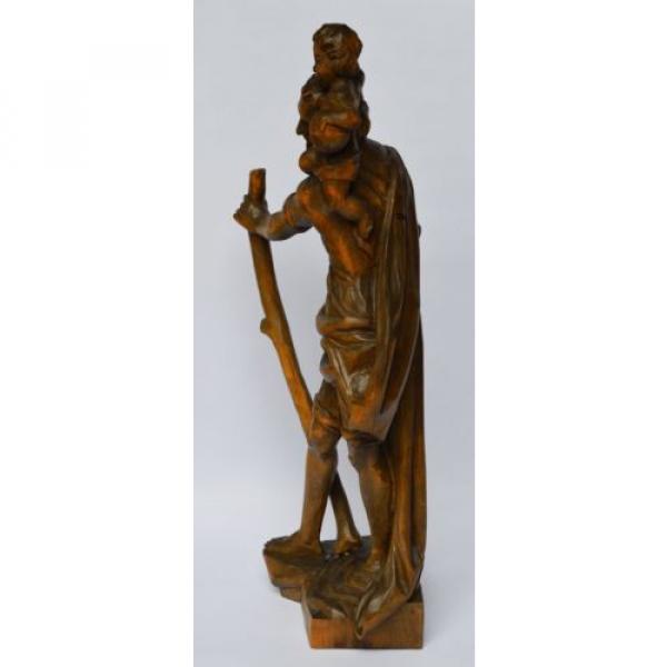Skulptur Figur Holz Linde handgeschnitzt Heiliger Christophorus 1950/ 60 H 52 cm #5 image