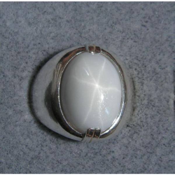 MENS 16X12mm 9+ CT LINDE LINDY WHITE STAR SAPPHIRE CREATED SECOND RING SS #3 image
