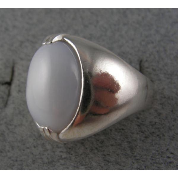 MENS 16X12mm 9+ CT LINDE LINDY WHITE STAR SAPPHIRE CREATED SECOND RING SS #5 image
