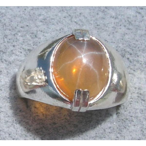 MEN&#039;S 12x10mm 4+ CT TRNS YELLOW LINDE LINDY STAR SAPPHIRE CREATED SECOND RING SS #1 image