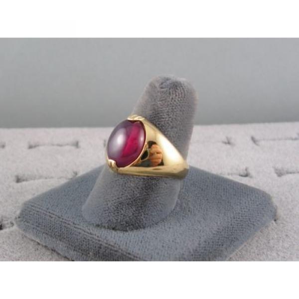 PMP LINDE LINDY TRANS RED STAR RUBY CREATED SAPPHIRE RING YEL GOLD PLATE .925 SS #2 image