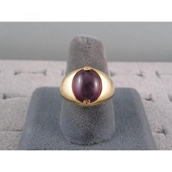 PMP LINDE LINDY TRANS RED STAR RUBY CREATED SAPPHIRE RING YEL GOLD PLATE .925 SS #3 image