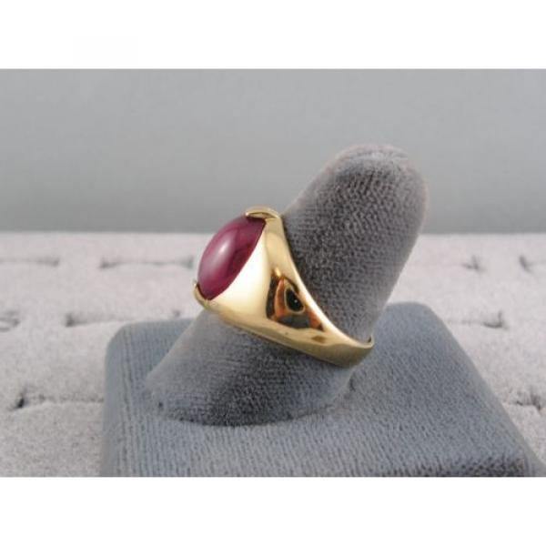 PMP LINDE LINDY TRANS RED STAR RUBY CREATED SAPPHIRE RING YEL GOLD PLATE .925 SS #5 image