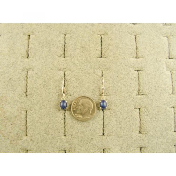 VINTAGE LINDE LINDY CRNFL BLUE STAR SAPPHIRE CREATED LEVER BACK EARRINGS .925 SS #2 image