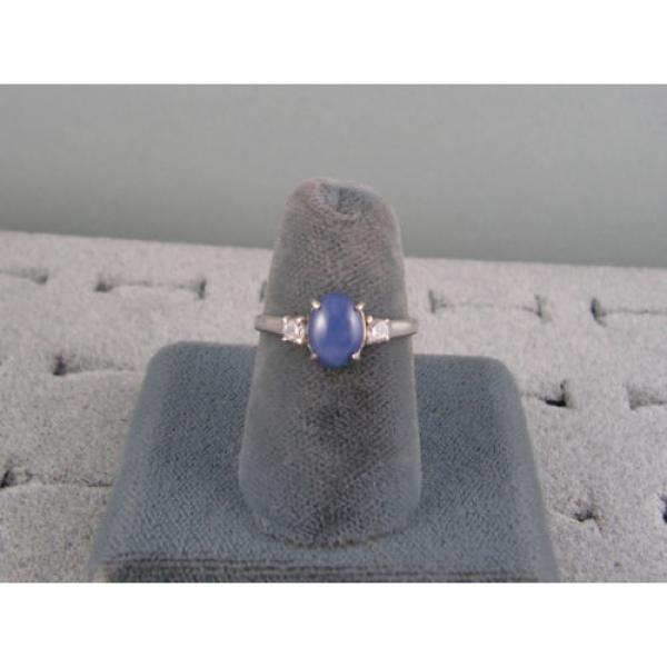 8X6MM LINDE LINDY CORNFLOWER BLUE STAR SAPPHIRE CREATED 2ND RD PLT .925 S/S RING #3 image