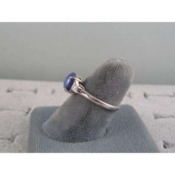 8X6MM LINDE LINDY CORNFLOWER BLUE STAR SAPPHIRE CREATED 2ND RD PLT .925 S/S RING #5 image