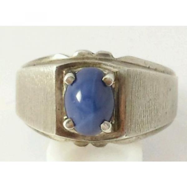 Brushed Sterling Silver Linde Star Sapphire Ring Size 7 1/2 #1 image