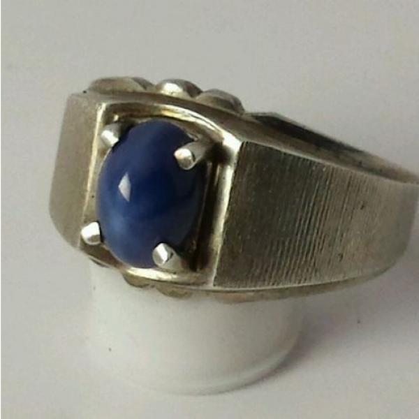 Brushed Sterling Silver Linde Star Sapphire Ring Size 7 1/2 #2 image