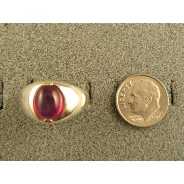 MEN&#039;S 10x8mm 3+ CT TRN RED LINDE LINDY STAR SAPPHIRE CREATED RUBY SECOND RING SS #4 image