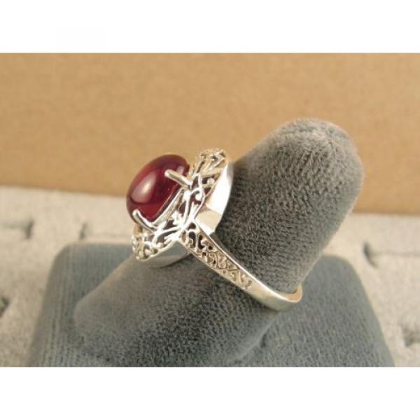 10x8mm 3+ CT LINDE LINDY TRNSPARNT RED STAR SAPPHIRE CREATED RUBY SECOND RING SS #5 image