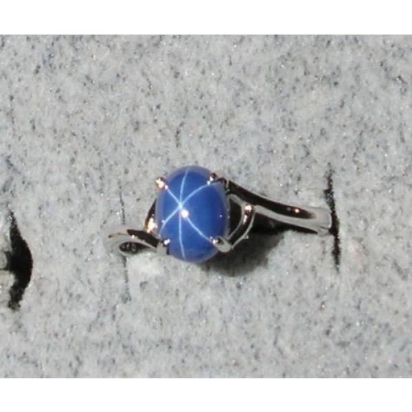 SIGNED VINTAGE LINDE LINDY CORNFLOWER BLUE STAR SAPPHIRE CREATED RING RP .925 SS #1 image