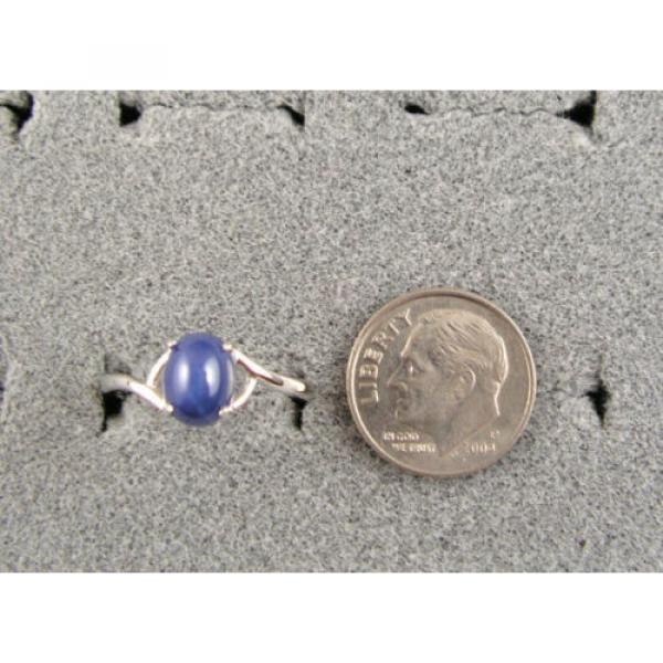 VINTAGE LINDE LINDY CORNFLOWER BLUE STAR SAPPHIRE CREATED RING RD PLATE .925 S/S #3 image