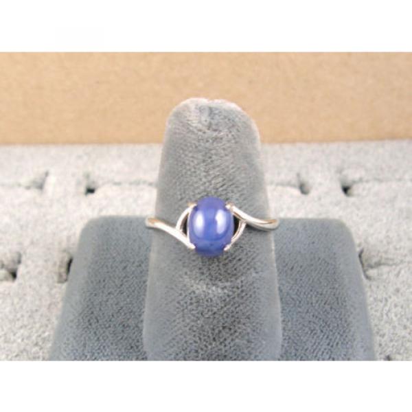 SIGNED VINTAGE LINDE LINDY CORNFLOWER BLUE STAR SAPPHIRE CREATED RING RP .925 SS #5 image