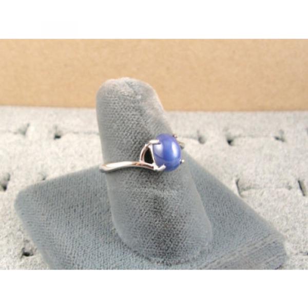 VINTAGE LINDE LINDY CORNFLOWER BLUE STAR SAPPHIRE CREATED RING RD PLATE .925 S/S #5 image