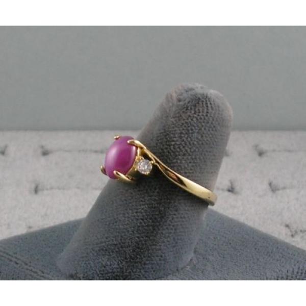 VINTAGE SIGNED LINDE LINDY PNK STAR RUBY CREATED SAPPHIRE RING YL GLD PL .925 SS #4 image