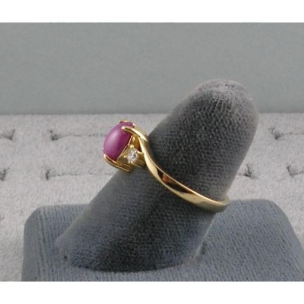 VINTAGE LINDE LINDY PINK STAR RUBY CREATED SAPPHIRE RING YEL GOLD PLATE .925 S/S #4 image