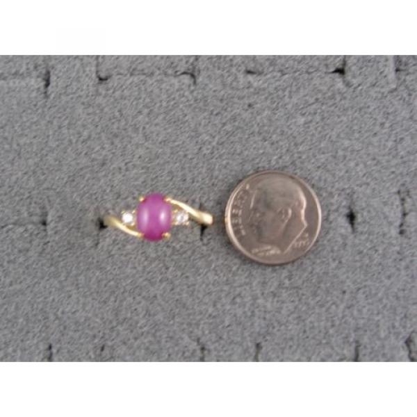 VINTAGE LINDE LINDY PINK STAR RUBY CREATED SAPPHIRE RING YEL GOLD PLATE .925 S/S #5 image