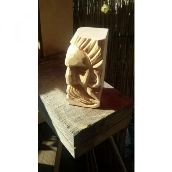 Wikinger Gesicht Holzfigur Hand geschnitzt aus Linde Schnitzholz Kunsthandwerk #3 image