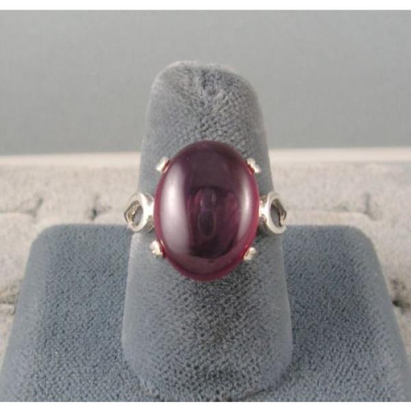 16X12MM 9+CT LINDE LINDY RED STAR SAPPHIRE CREATED SECOND QUALITY RING .925 SS #2 image