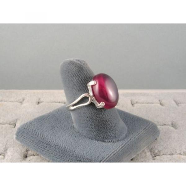 16X12MM 9+CT LINDE LINDY RED STAR SAPPHIRE CREATED SECOND QUALITY RING .925 SS #3 image
