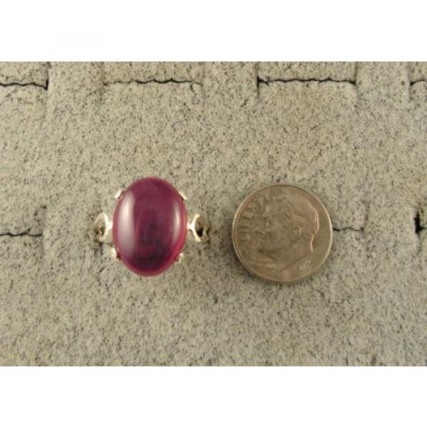 16X12MM 9+CT LINDE LINDY RED STAR SAPPHIRE CREATED SECOND QUALITY RING .925 SS #5 image