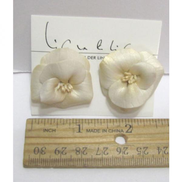 Vintage Linda Van Der Linde Clay Flower &amp; Pearl Necklace &amp; Clip-On Earrings Set #3 image