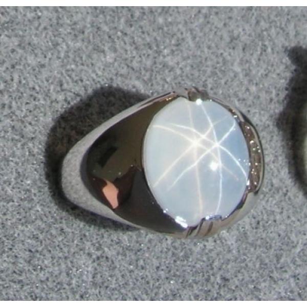 PMP LINDE LINDY TRANS WHITE STAR SAPPHIRE CREATED RING RHODIUM PLATE .925 S/S #2 image