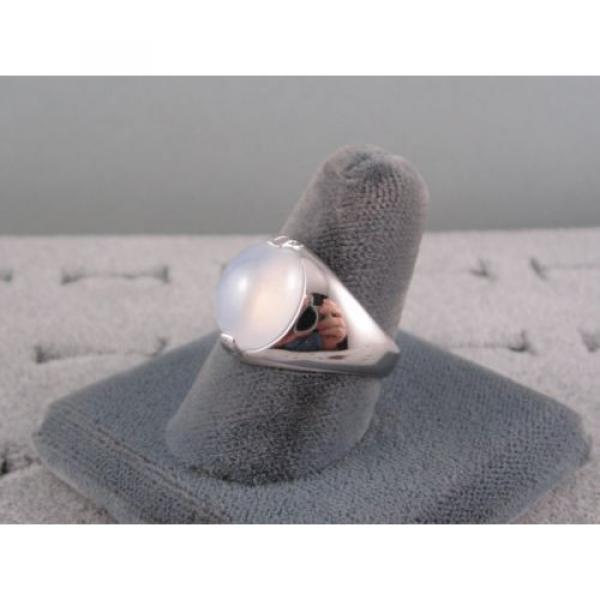 PMP LINDE LINDY TRANS WHITE STAR SAPPHIRE CREATED RING RHODIUM PLATE .925 S/S #3 image