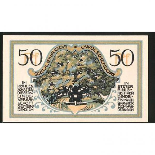 Notgeld Zeulenroda 1921, 50 Pfennig, Ortswappen, Linde #1 image