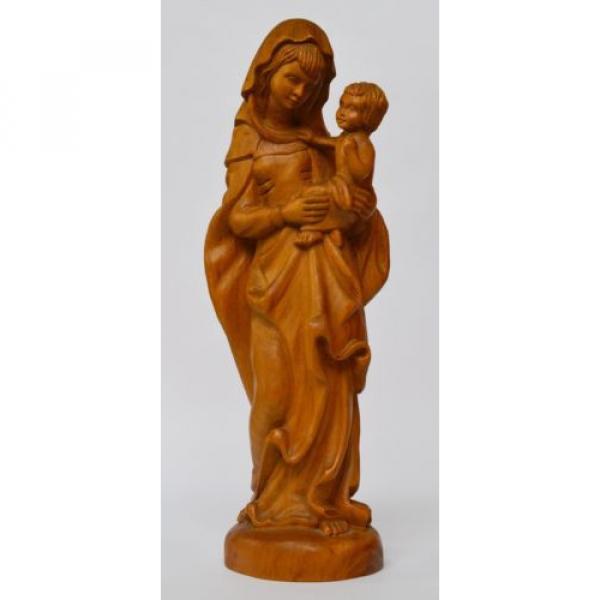 Skulptur Holz Linde handgeschnitzt Maria Muttergottes Madonna mit Kind H. 37 cm #1 image