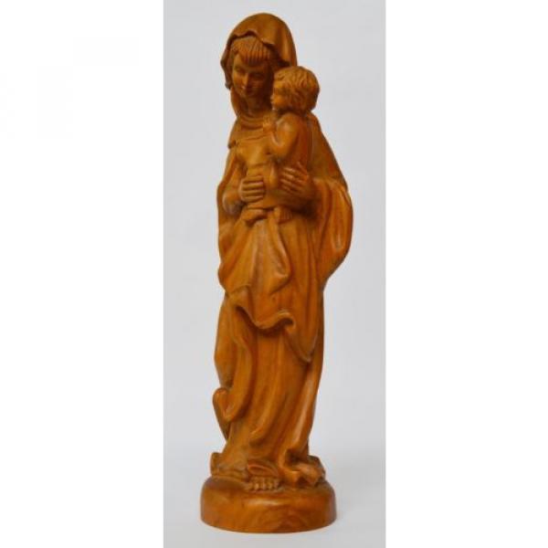 Skulptur Holz Linde handgeschnitzt Maria Muttergottes Madonna mit Kind H. 37 cm #7 image