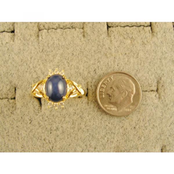 VINTAGE LINDE LINDY CF BLUE STAR SAPPHIRE CREATED CAPT HEART RING YGLDPL .925 SS #3 image