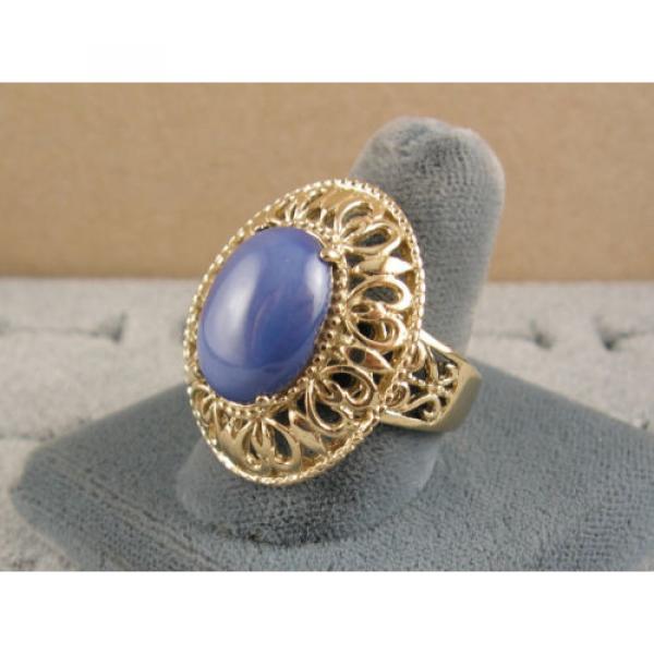 LINDE LINDY CF BLUE STAR SAPPHIRE CREATED 2ND YELLOW GOLD ION PLT STAINLESS RING #4 image