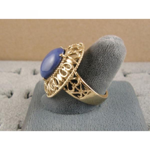 LINDE LINDY CF BLUE STAR SAPPHIRE CREATED 2ND YELLOW GOLD ION PLT STAINLESS RING #6 image