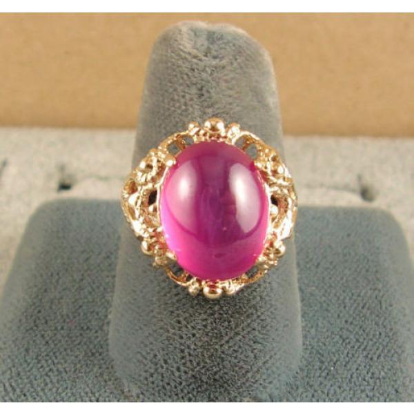PMP LINDE LINDY TRANS HOT PINK STAR SAPPHIRE CREATED SOLID 10K YELLOW GOLD RING #4 image