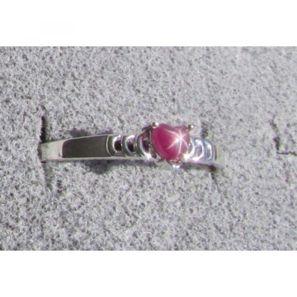 4X4 MM HEART LINDE LINDY RED STAR RUBY CREATED SAPPHIRE 2ND RD PLT .925 SS RING #1 image
