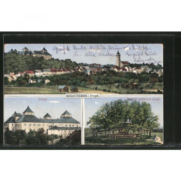 schöne AK Augustusburg, Totalansicht, Schloß, Verkehrt gepflanzte Linde #1 image