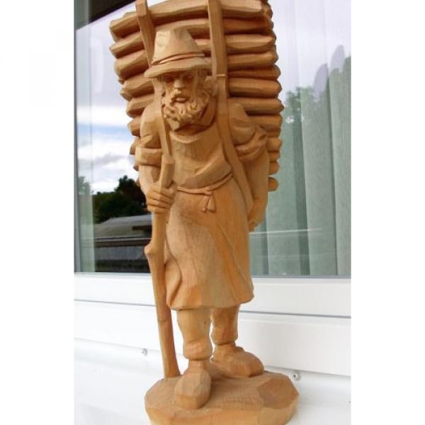 Kraxenträger  50cm, Linde natur Holzfigur ,Skulptur,  echte Holzschnitzerei , #1 image