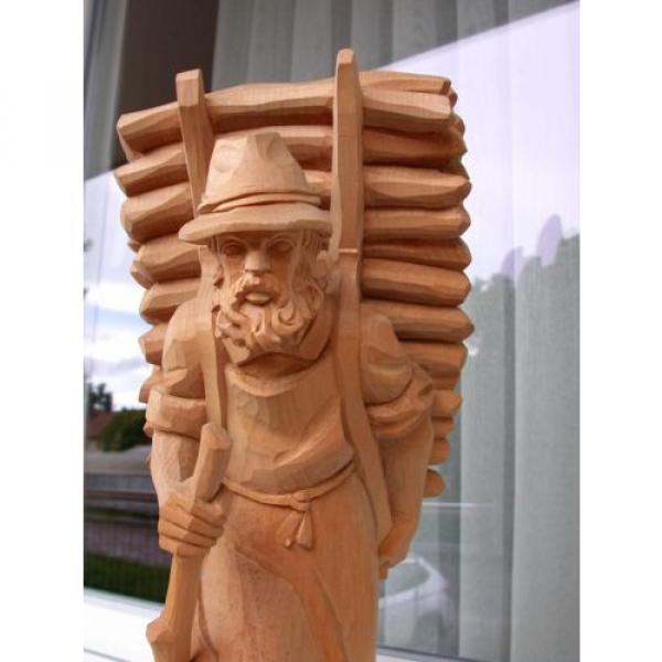 Kraxenträger  50cm, Linde natur Holzfigur ,Skulptur,  echte Holzschnitzerei , #2 image
