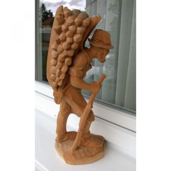 Kraxenträger  50cm, Linde natur Holzfigur ,Skulptur,  echte Holzschnitzerei , #3 image