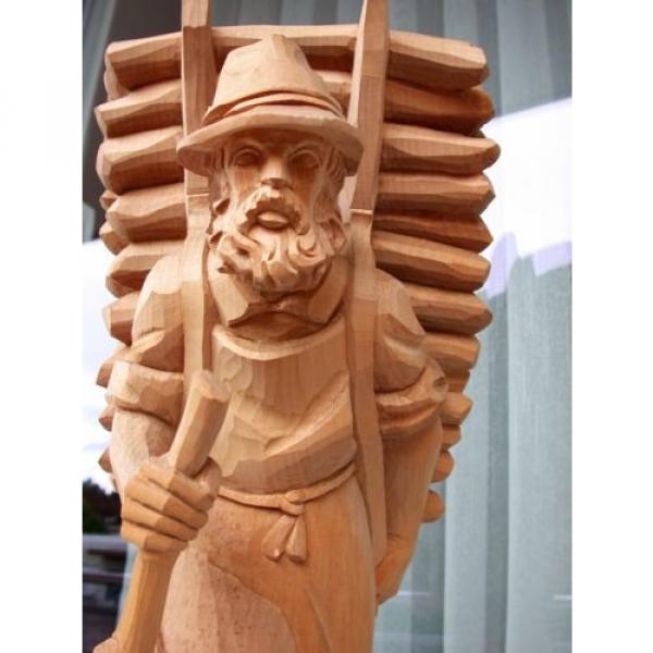 Kraxenträger  50cm, Linde natur Holzfigur ,Skulptur,  echte Holzschnitzerei , #6 image
