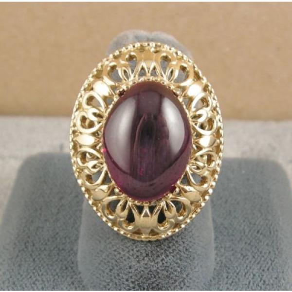 LINDE LINDY RED STAR SAPPHIRE CREATED RUBY 2ND YELLOW GOLD ION PL STNLESS RING #2 image