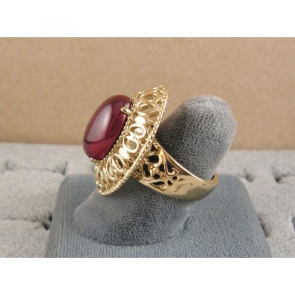 LINDE LINDY RED STAR SAPPHIRE CREATED RUBY 2ND YELLOW GOLD ION PL STNLESS RING #4 image