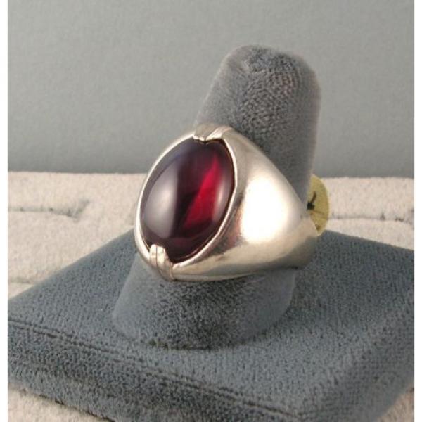 MENS 16X12mm 9+ CT LINDE LINDY RED STAR SAPPHIRE CREATED RUBY SECOND RING SS #3 image