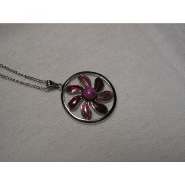 ...Sterling Silver,Enamel,Linde/Lindy Ruby Star Sapphire Pendant Necklace... #2 image