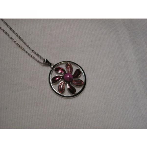 ...Sterling Silver,Enamel,Linde/Lindy Ruby Star Sapphire Pendant Necklace... #4 image