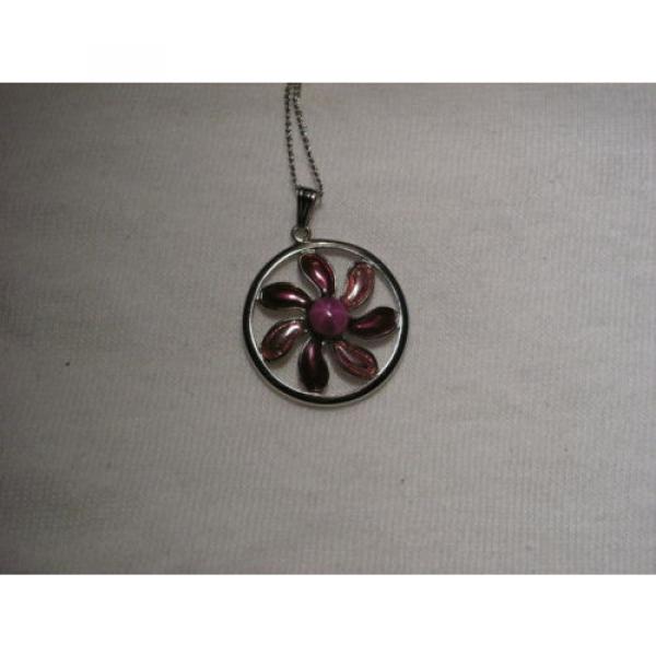 ...Sterling Silver,Enamel,Linde/Lindy Ruby Star Sapphire Pendant Necklace... #5 image