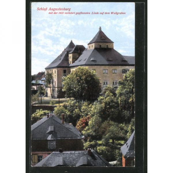 schöne AK Augustusburg, Schloss mit der verkehrt gepflanzten Linde #1 image